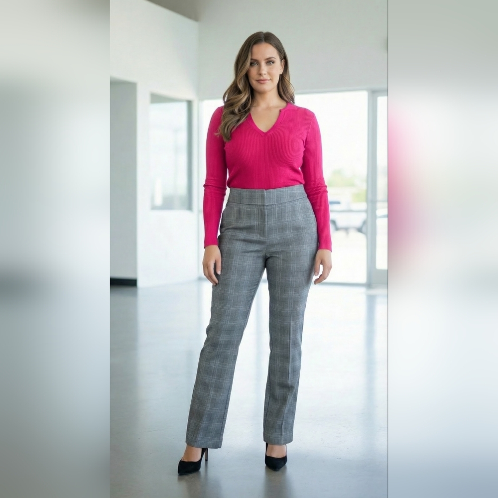Liverpool Gray Checkered Women's Trousers